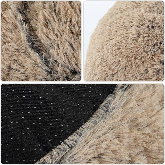 М'яке ліжко для собак та котів, маленьке, зручне, плюшеве, коричневе (60 см), з неслизьким дном, машинного прання