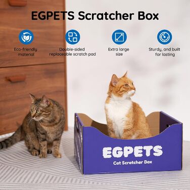Котяча картонна когтеточка EGPETS, велика, міцна, знімна підкладка, фіолетова