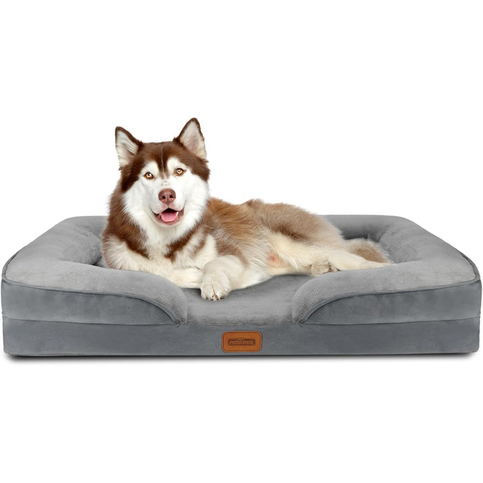 Ортопедичне ліжко для собак Nobleza, середній розмір, 71x58x17 см, з Memory Foam, сіре (135x107x17 см)