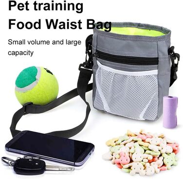 Сумка для ласощів для собак, для тренувань та прогулянок, з тримачем для пакетів, регульований ремінь, для цуценят та подорожей