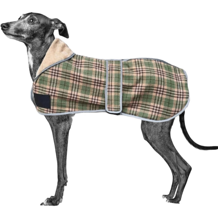 Зимова куртка для собак Greyhound з отвором для повідка, тепла флісова куртка для Whippet, середніх та великих собак (зелена, 2XL)