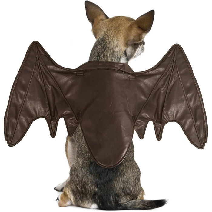 Костюм на Хелловін для собак: крила кажана, дракона, птаха. Підходить для великих, середніх та маленьких собак. Чорні крила кажана (M, колір кава).