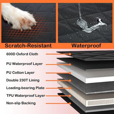 Водонепроникний килимок для собак у машину Crossarctic з жорсткою основою, захист від бруду та ковзання, для більшості авто та SUV