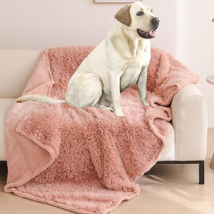 Водонепроникний плед для собак 100x120 см - Великий м'який плед для собак, двосторонній, стійкий до подряпин та прання, захист для дивану, ліжка та авто (Рожевий, L(100x145 см))