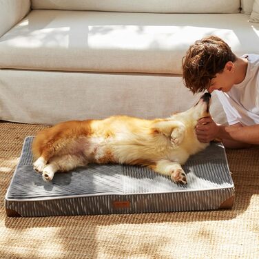 Ортопедичне ліжко для собак FUKUMARU - 91x56x9 см, зелене, з водонепроникним покриттям, м'яке, з антиковзаючою основою