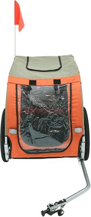 Причіп для собак до велосипеда, 2-в-1: причіп та візок для собак, складаний, для собак до 40 кг, 137x73x90 см (оранжевий)