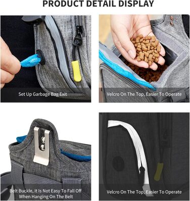 PETCUTE: Сумка для дресирування собак, зручна та міцна, з дозатором для відходів, сіра+блакитна