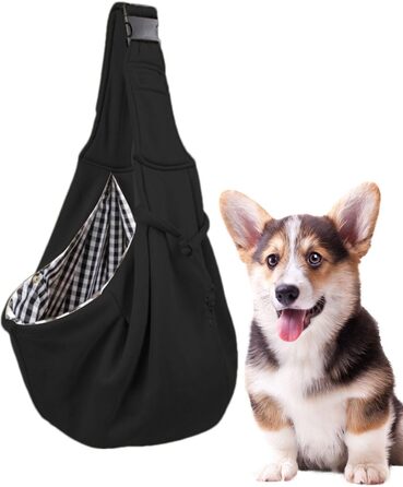 Сумка-переноска для маленьких собак | Двостороння переноска для цуценят | Дихаюча переноска для тварин з регульованим ремінцем для собак і котів для прогулянок на вулиці та подорожей (Чорний)