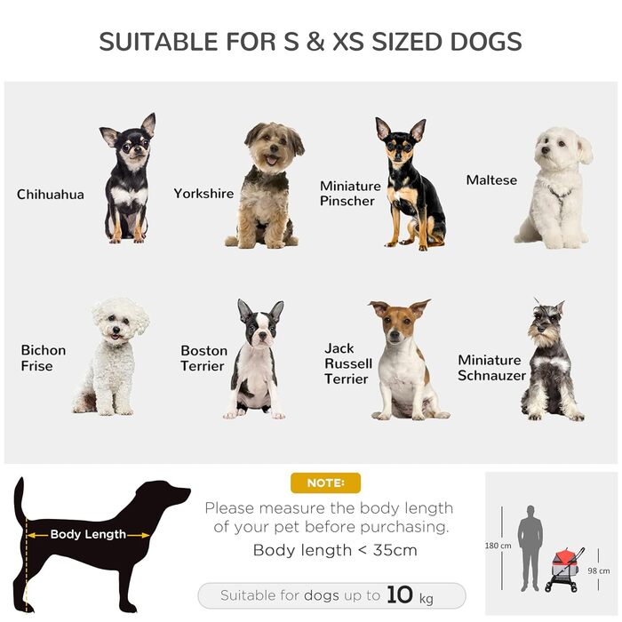 Візок для собак PawHut 3-в-1, червоний, 82x49.5x98 см