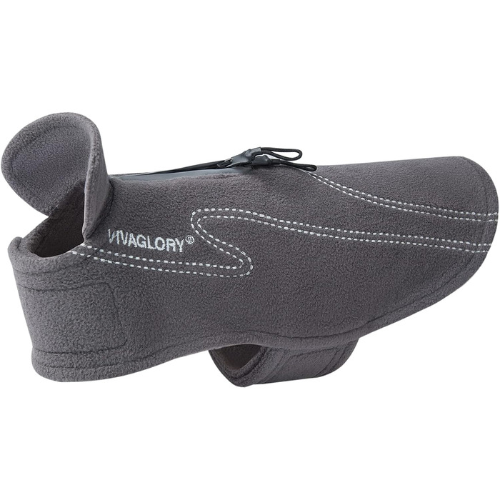 Тепла флісова куртка для собак VIVAGLORY Cozywrap Wintermantel, з отвором для шлейки, відбиваючі елементи, регульована, сірого кольору, XXS (обхват грудей 29-40 см)