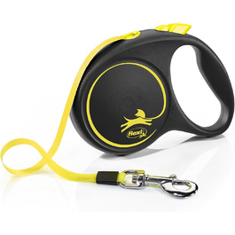 Рулетка-поводок для собак FLEXI New Fun Neon, 4,8 м, до 50 кг, чорний з неоном, автоматичний, зручний і стильний