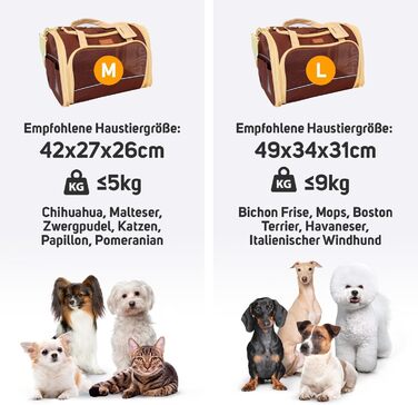 Транспортна переноска для котів та собак PETPROVED (L, Колір: Коричневий) 42 x 29 x 28 см