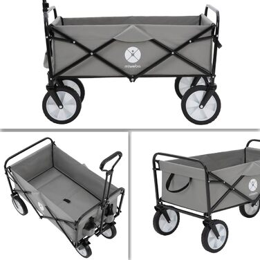 Складаний візок Miweba MB-35 | Вантажопідйомність 120 кг - для дітей, саду, пляжу | Сірий