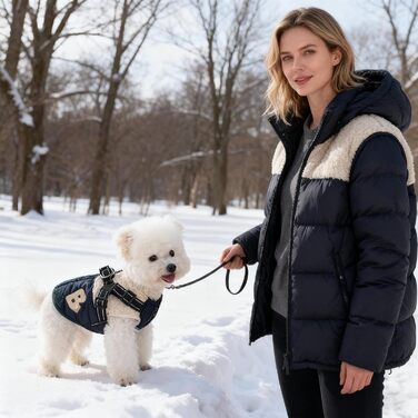 Зимовий теплий куртка для собак з отвором для шлейки, флісова підкладка, для малих та середніх собак, зелено-білий