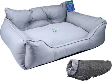Ліжко для собак United Colors of Benetton, середнього розміру, сіре, 65 см, з поліестеру, ергономічне, для прання в машині