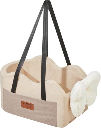 Автомобільне ліжко для собак VEVOR, водовідштовхувальне, з ручками та кишенею, безпечний поводок, наповнювач PP-бавовна (Світло-коричневе, Extra Small)