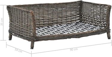 Корзина для собак Tidyard з подушкою, 90 x 54 x 35 см, для середніх та великих собак, ротанг + тканина