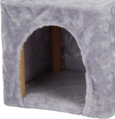 Кігтеточка SPRINGOS для котів з лежанкою, 245 см, сіра, регульована висота