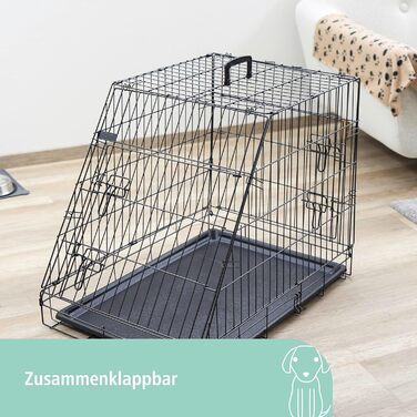 Клітка для транспортування тварин Kerbl складна, металева, 2 двері, 76×54×64 см, чорна