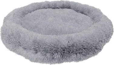 Ляжка для собак Benno® Balu, 70x70x16 см, сіра, кругла, з плюшем, з полипропиленовою начинкою, миється, з неслизьким дном, з іграшкою-кісткою