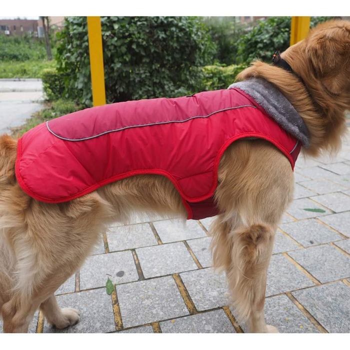 Водонепроникний теплий дощовик для собак з отвором для шлейки, XL, червоний
