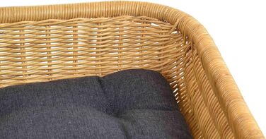 Ексклюзивний плетений лежак для собак/кішок з ротангу, великий (XL), з подушкою, Honey