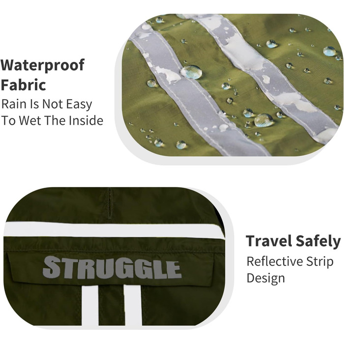 Дощовик для собак PETCUTE: водонепроникний, дихаючий, з капюшоном, XL, оливковий