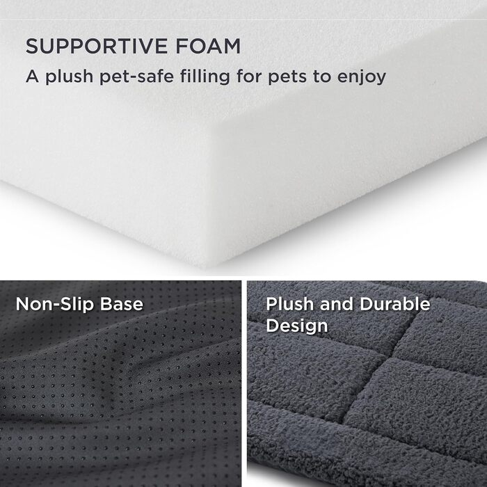 Килимок для собак BEDSURE великих порід - 104x69 см, миючий, Sherpa-плюш, з високощільним наповнювачем, темно-сірий
