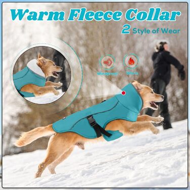 Зимовий теплий намет для собак EMUST, водонепроникний, регульований, для маленьких, середніх та великих собак, зелений, розмір L, блакитний