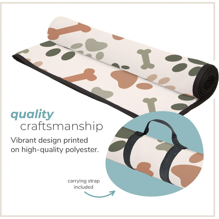 Килимок для тварин для дому та вулиці 127 x 152,4 см, зручний, водонепроникний, для пікніків та подорожей, складаний, зелений/коричневий