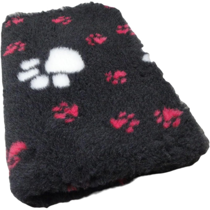 Кімоно для собак Vet-Bed Softbed Dry-Bed: м'яке, неслизьке, 22 мм ворс, темно-сірий + рожеві та білі лапки, 1м x 1,60м