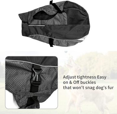 Водонепроникний зимовий теплий дощовик для собак, куртка для собак, вітронепроникний дощовик з флісовою підкладкою, теплий дощовик для собак великих порід - XL, чорний