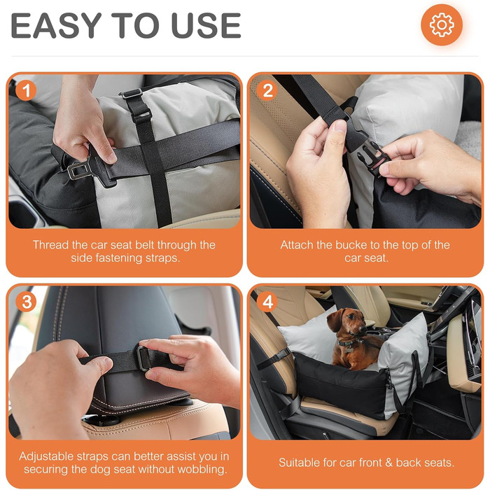 Автокрісло для собак Cinnani - зручне та безпечне автокрісло для маленьких собак з кишеньками та знімним килимком