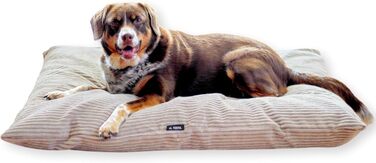 М'яке та затишне ліжко для собак 4L Textil ZOE, великого розміру, 100x80 см, бежеве (смужки), знімний чохол на блискавці, можна прати