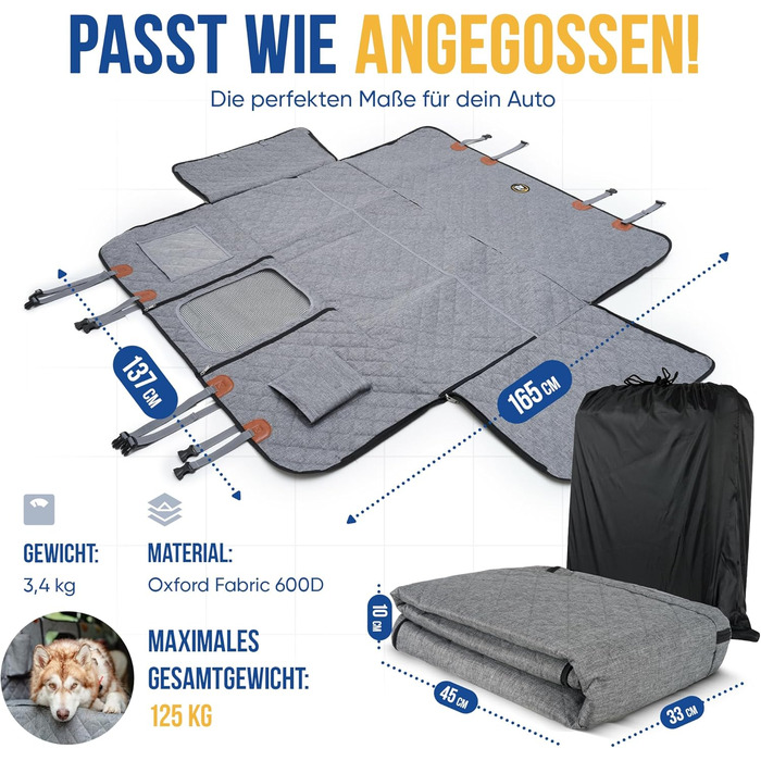 Захист для автокрісла собаки: водовідштовхувальний, стійкий до подряпин з боковим захистом | Преміум захист сидіння авто | Універсальний чохол на сидіння для собак в авто та SUV