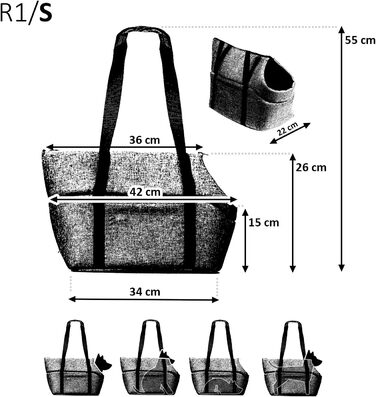 Сумочка для собак BOUTIQUE ZOO, переноска для цуценят - сіра, S (до 5 кг), L 34 x 22 x 26 см