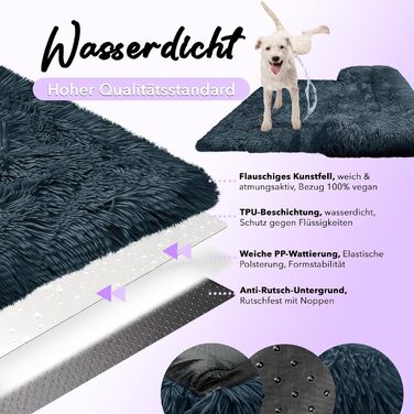 Захисний лежак для собак на диван, плюшевий коврик для собак, водонепроникний, знімний чохол, ковдра-захист для дивану, колір: темно-сірий, розмір M (102x85x12 см)