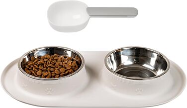 Набір мисок для кота та собаки LAOPET: миска для води та корму, нержавіюча сталь, силіконова підставка, ложка
