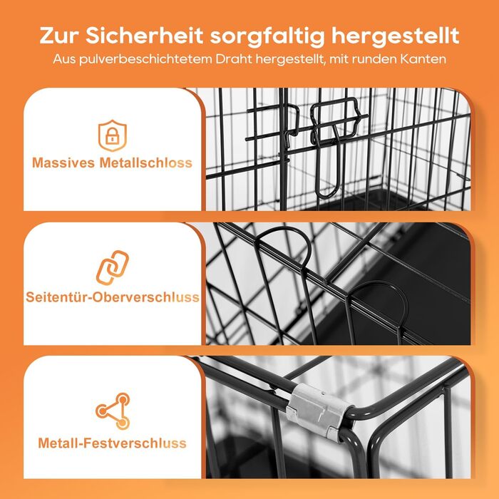 Клітка для собак BestOffice, складана, з 2 дверцятами, висувний піддон, ручка, переноска для собак, 61x42x48 см, S, чорна