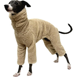 Теплий флісовий комбінезон для собак - теплий спальник для італійських грейхаундів, маленьких, середніх та великих собак (колір: коричневий)