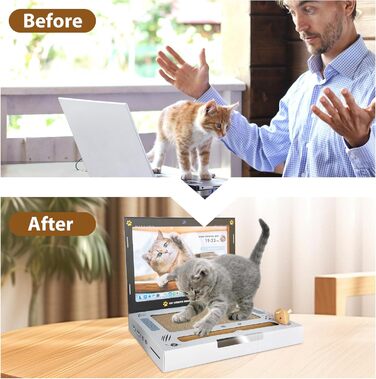 Кігтеточки для котів 2 шт. з картону L&W BROS. 3-в-1: кігтеточка, іграшка-ноутбук, м'яка мишка та дзвіночок