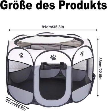 Переносний загін для тварин: загін для собак, вольєр для кошенят, кроликів. Водонепроникний вольєр з оксфордської тканини для дому та вулиці. Колір: коричневий