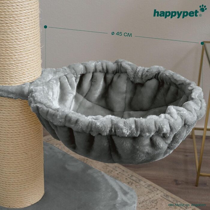 HAPPYPET універсальна XXL лежанка для котячого дерева, Ø 45 см, гамак для великих котів (Мейн-кун), витримує до 20 кг, кремова