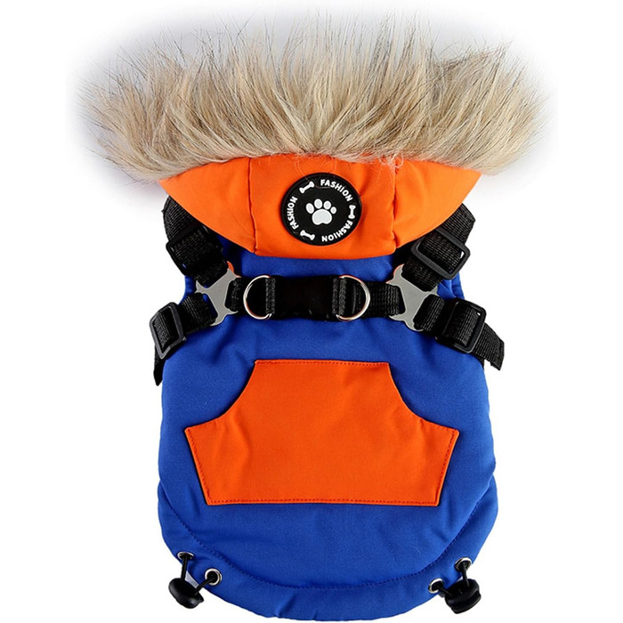 Водонепроникна зимова куртка для собак з флісовою підкладкою та світловідбиваючим дизайном для прогулянок та активного відпочинку. Колір: блакитний L