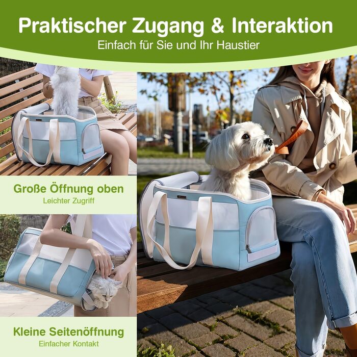 М'яка переноска для собак та котів ALLSOPETS, складана, дихаюча, з поводком, легка, для подорожей, до ветеринара, на вулицю (небесно-блакитний)