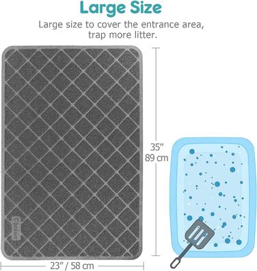 Килимок для котячого туалету Conlun Katzenklo Matte, сірий/чорний, 89x58/119x89 см, сітка для контролю розсипання, вологостійкий