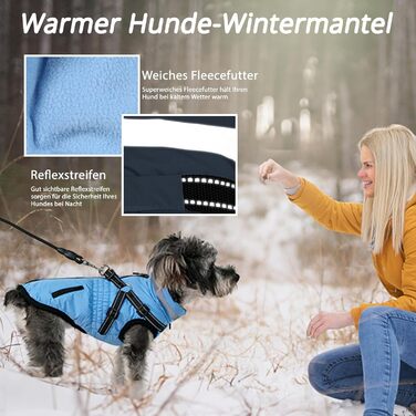 Водонепроникний теплий зимовий одяг для собак - куртка-пуловер 2 в 1, XS, блакитний