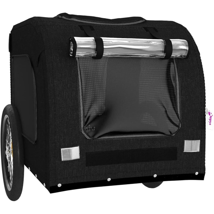 Фургон для собак VidaXL - чорний, 45 кг, з прапором та відбивачами, 69 x 133.5 x 73.5 см