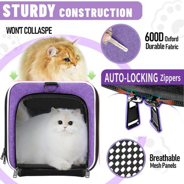 Транспортна сумка GAPZER для собак та котів, м'яка, для чихуахуа та мейн-куна, переноска для тварин, вантажопідйомність до 11,3 кг, верхня завантаження, коричнева (фіолетова)