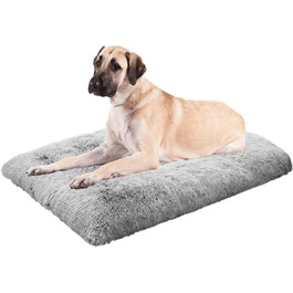 М'яке собаче ліжко для великих та середніх собак, плюшеве крісло-подушка для собак, товсті собачі матраци з неслизьким дном, пухнасте ліжко для домашніх тварин, можна прати та заспокоює (сірий, 80x118 см)